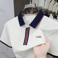 Polo imprimé de marque de luxe à manches courtes pour homme, haut d'été haut de gamme en soie glacée, confortable, respirant, décontracté, T-shirt professionnel 1