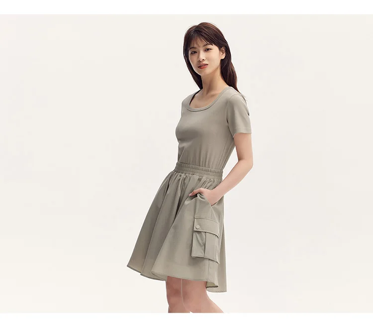 Dress Women Faux Two-Piece Design Versatile Summer New Square Collar Slim Fit Short Skirt Suitable For Petite 12 Dress Women Faux Two-Piece Design Versatile Summer New Square Collar Slim Fit Short Skirt Suitable For Petite
