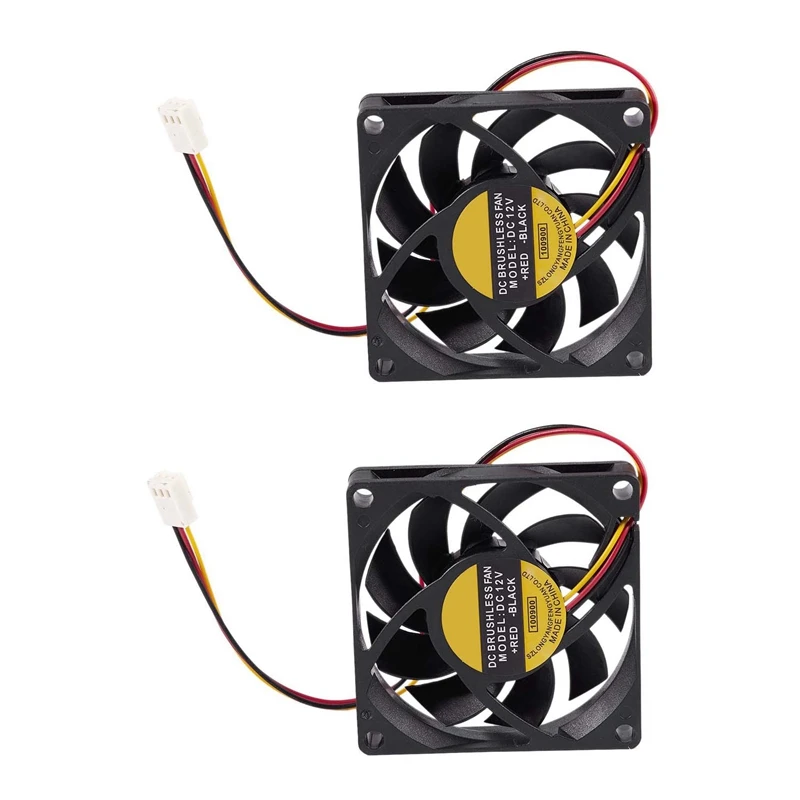 Hot 2Pcs 70X70mm 12V 3 Pin PC Computer Case CPU DC Brushless Cooler 
