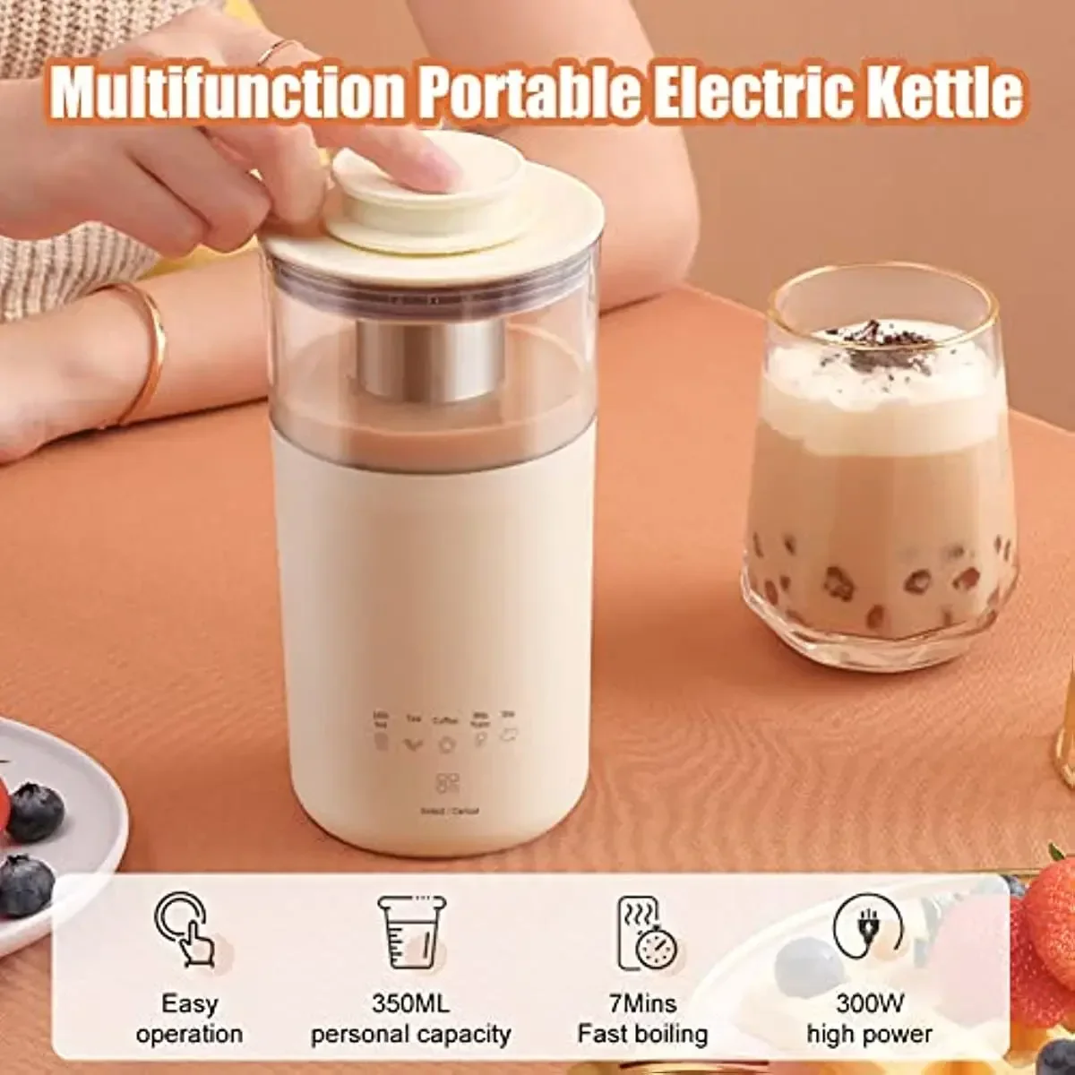5 in 1 Electric Coffee Maker Portable Milk Tea Machine Milk Frother Automatic Tea Maker Health Preserving Pot DIY Differen Drink