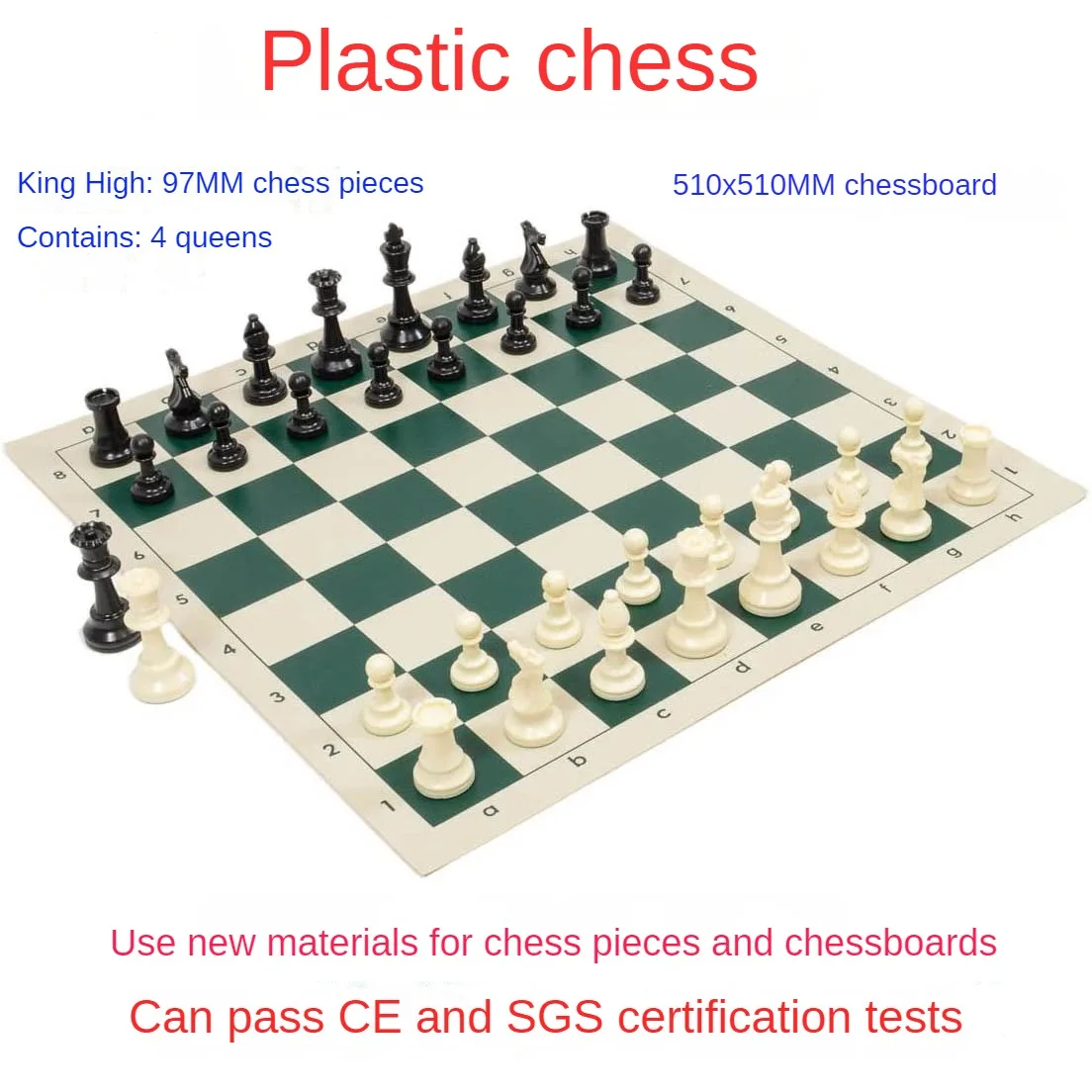 Chess Game King 97mm Resin Chess Pieces With 51cm Chessboard Set Games