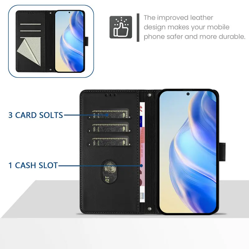 Luxury Leather Texture Wallet Flip Case with RFID Protection