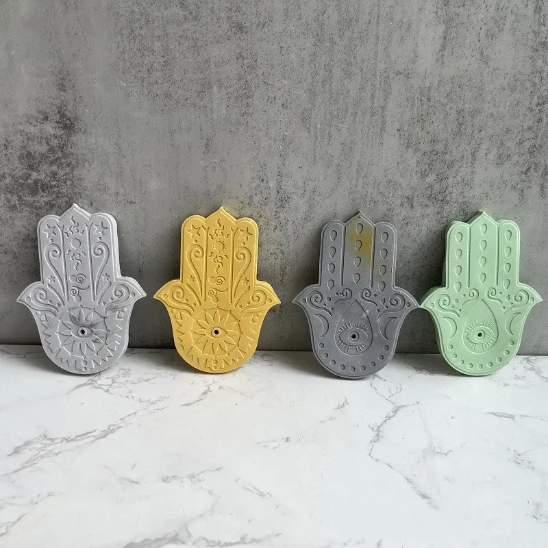 2-Chamber Palm Silicone Mold  Hand Cement Aromatherapy Bracket Tray DIY Concrete Coaster Handicraft Mold