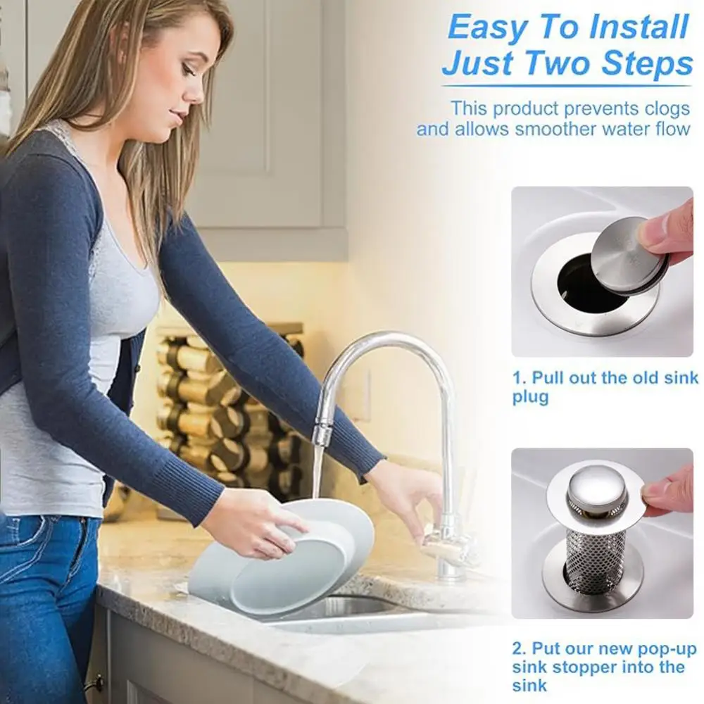 Description Picture 5 of itemStainless Steel Floor Drain Filter Mesh Pop-Up Bounce Core Basin Drain Stopper Shower Hair Catcher Strainer Bathroom Accessories