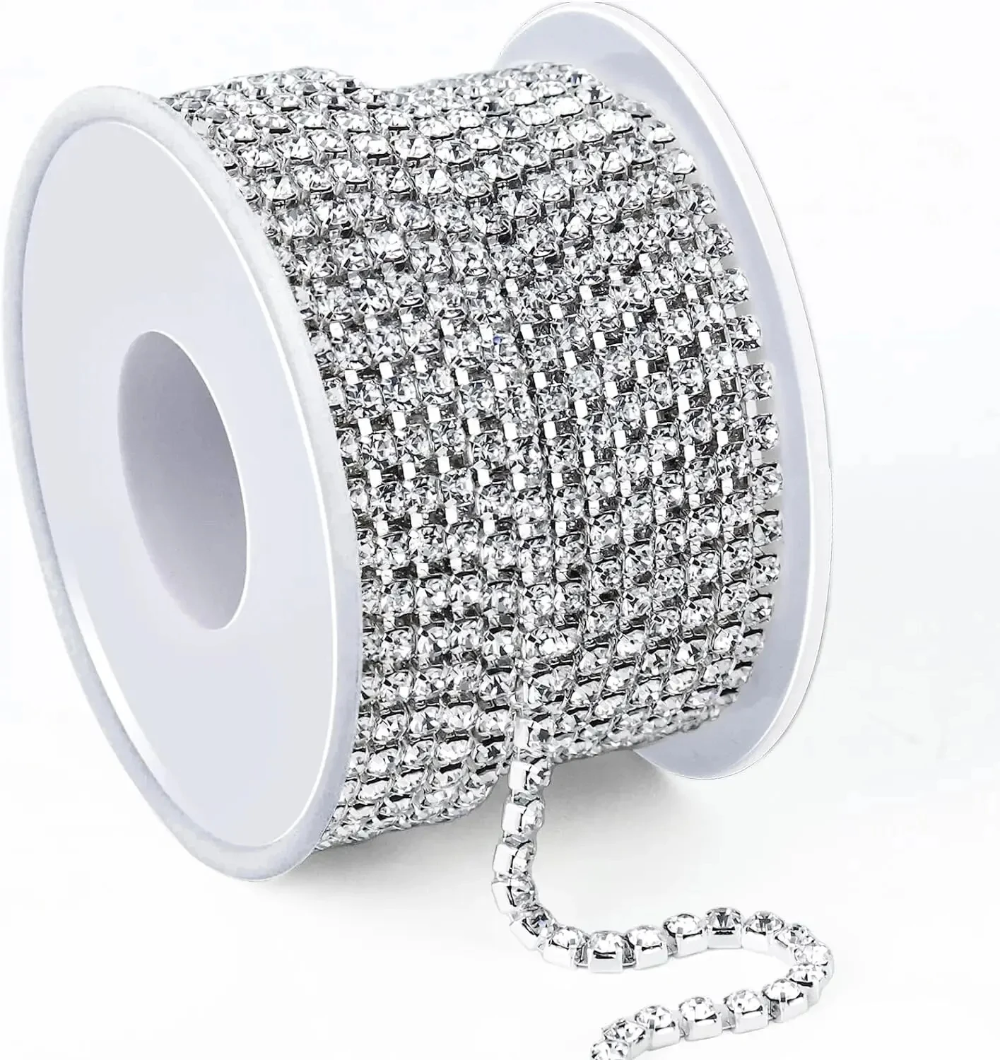 3 mm Crystal Diamond Closed Chain Decorative Sewing Craft DIY Decorative Jewelry Silver Crystal Claw Chain Diamond Cup