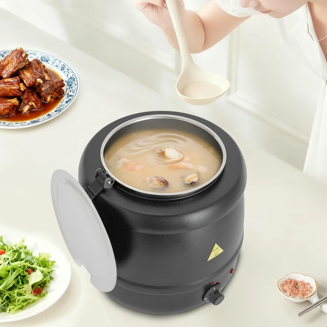 Casserole électrique pour soupe 400W, 10L, chauffe-soupe de cuisine, pot chauffe-aliments avec couvercle 35-80 ° C Pour sauces, boissons 1