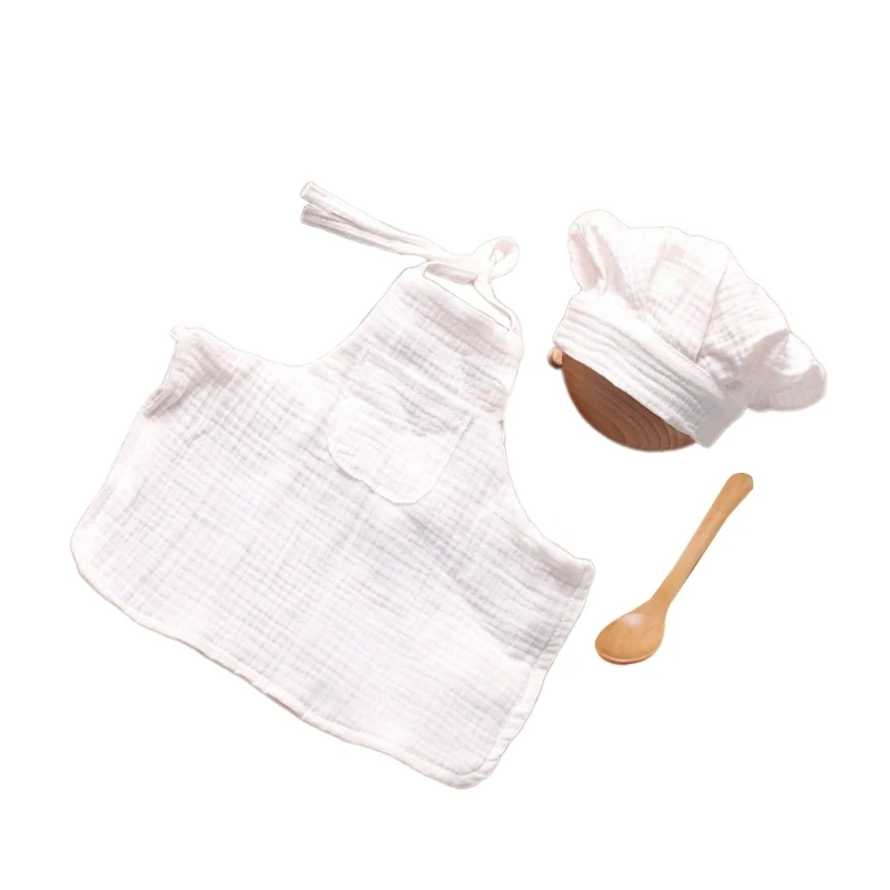 

Newborn Baby Chef Set Costume Photography Photos Hat + Apron Photography Outfit