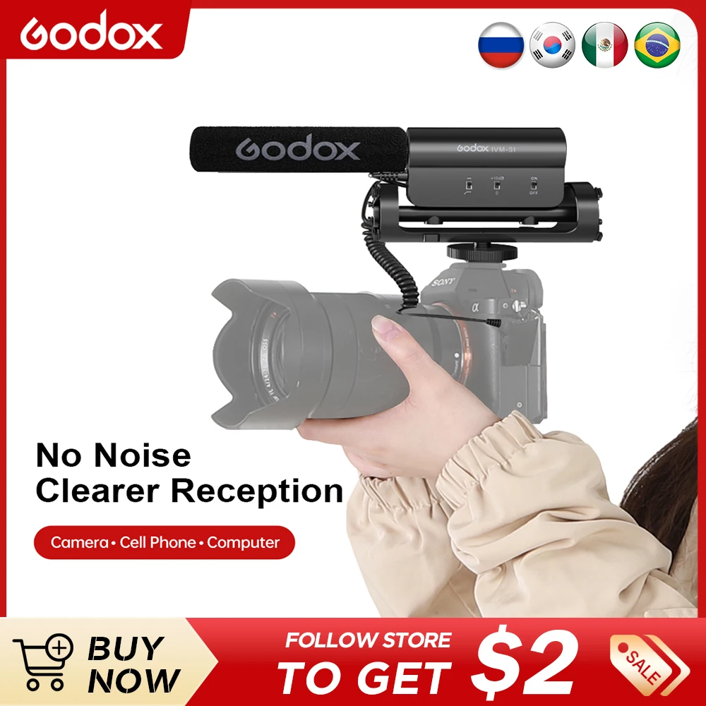 

Встроенный микрофон GODOX, фотографический кардиоидный направленный микрофон