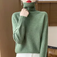 2025 New Autumn/Winter 100% Merino Wool Hoodie Solid Color Long Sleeve High Collar Warm Top Women's 19 Color Sweater WQ708 - Image 4