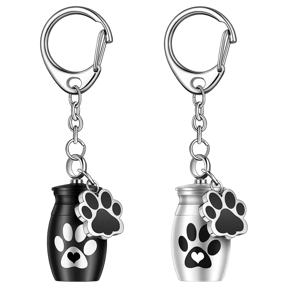 

2 Pcs Urn Pet Ashes Container Key Chain Decor Mini Keychain Ornament Cremation Pendant Dog
