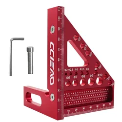 Precision Aluminum Alloy Woodworking Protractor Ruler - 1pc (Metric Red)