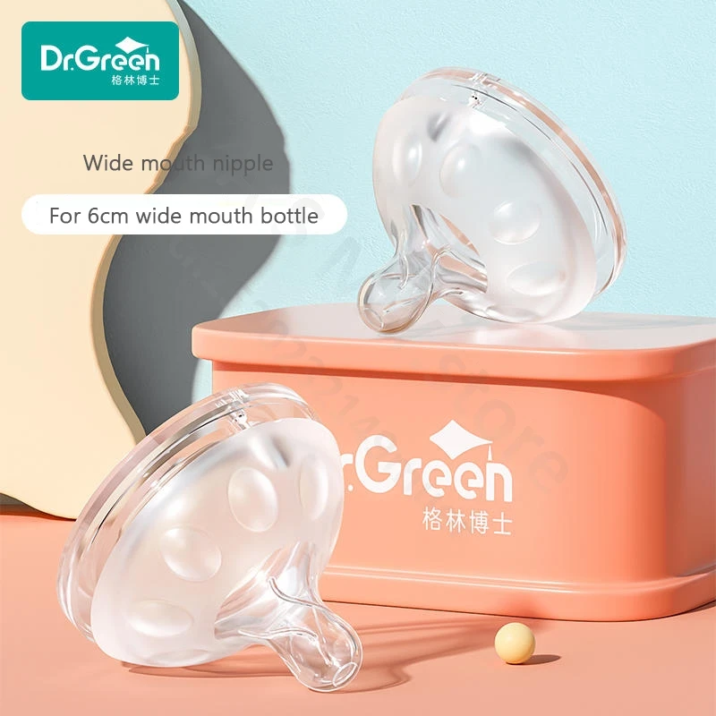 Dr.Green Suitable for 6cm diameter wide mouth bottle safe silicone material soft texture S/M/Cross hole Nipple Bottle nipple,