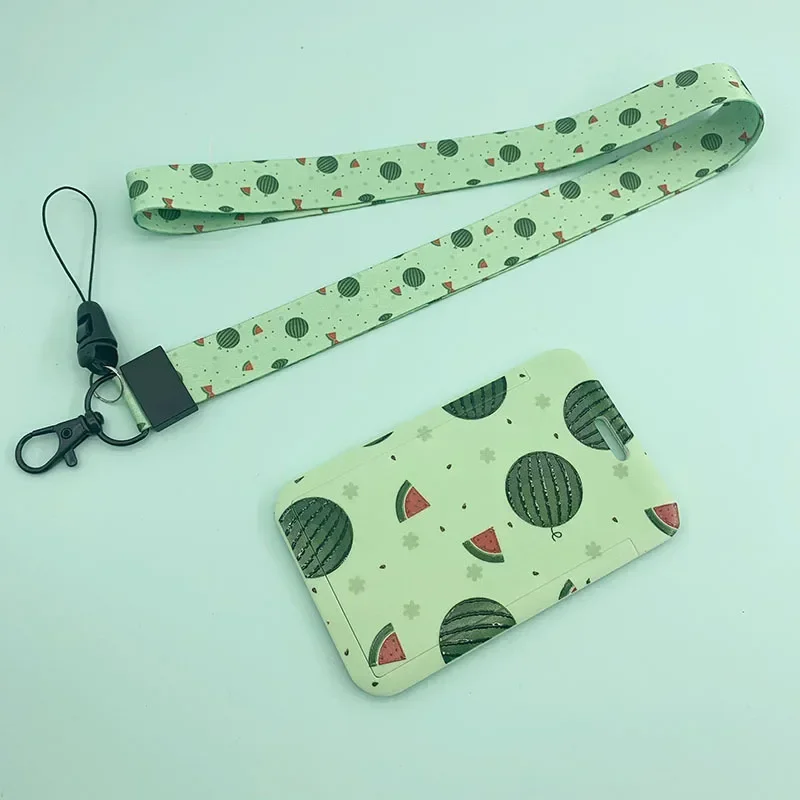 Ins Plastic Credit Card Holder with Lanyard Fruit Avocado Crad Cover Student ID Bus Access Card Case Cute Badge Holder