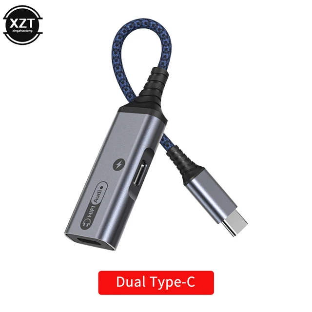 2 in 1 USB C auf 3,5 mm Klinke AUX Adapter Kopfhörer Audio Handy