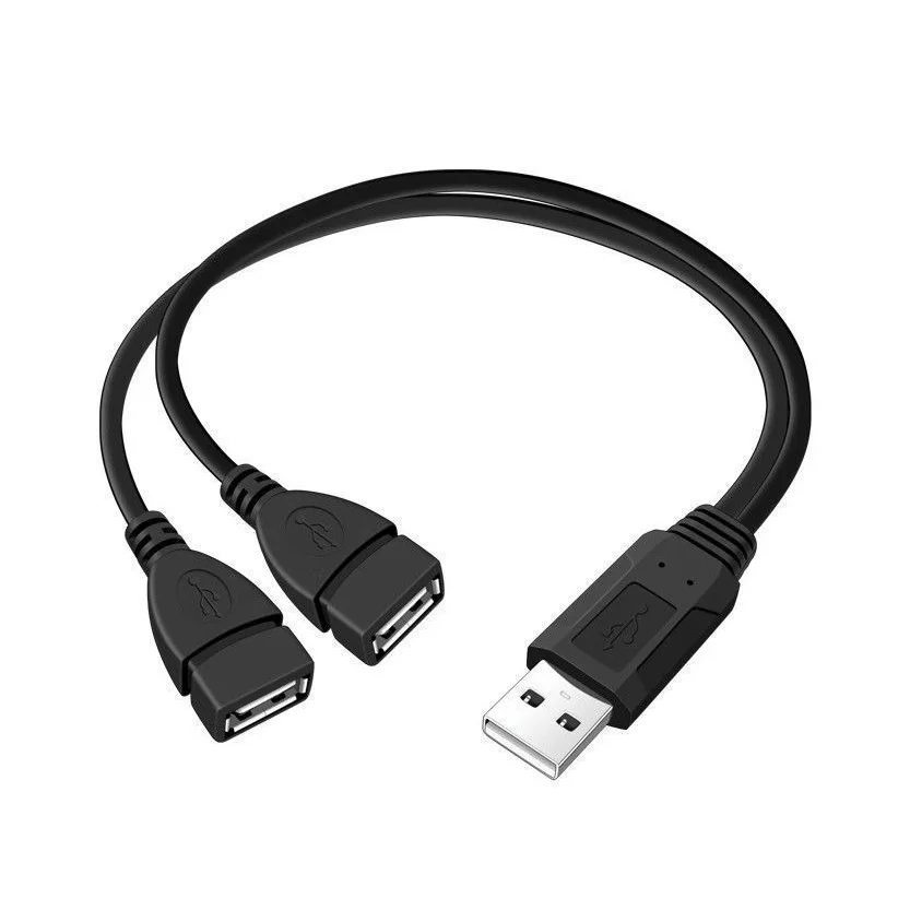NNBILI 고품질 USB 2.0 케이블 USB 이중 분배기 어댑터 케이블 1:2 암-USB 2 수 전원 연장 케이블