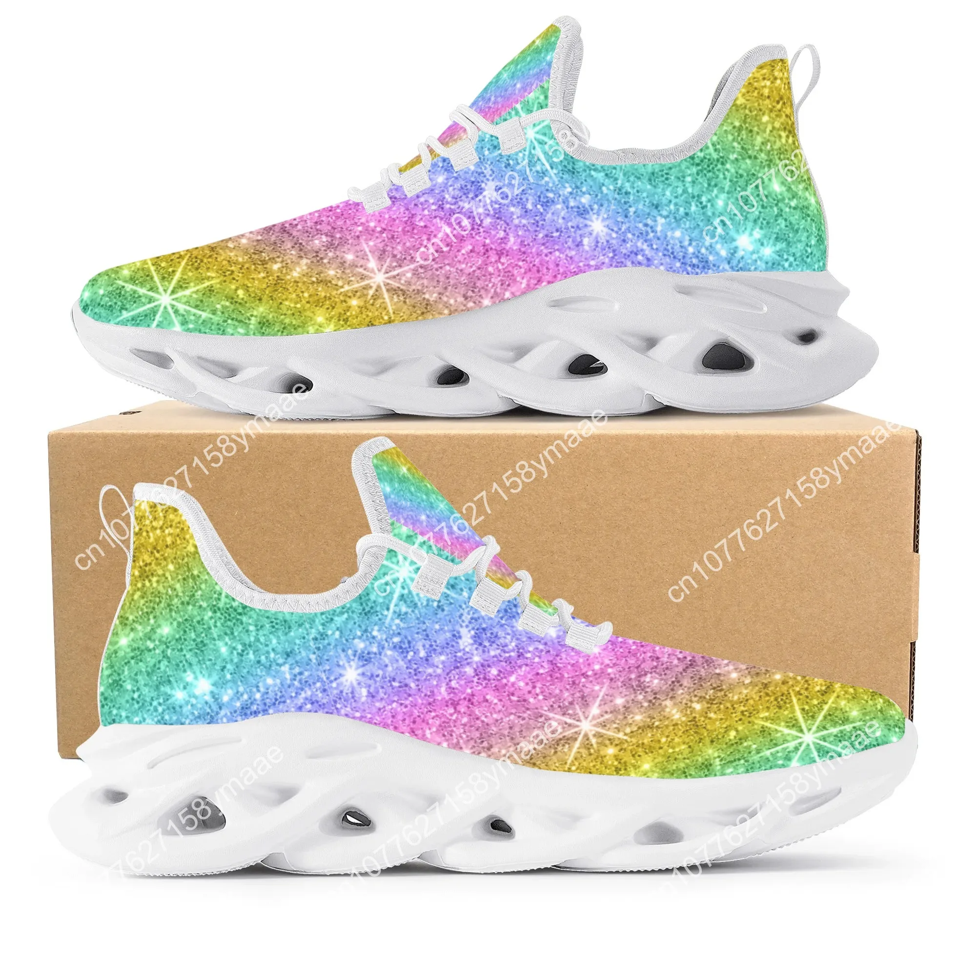 Colorful Rainbow Design Fashion Hot Sneakers Mens Womens Teenagers Breathable Mesh Casual Running Shoes Lace-Up Basketball Shoe