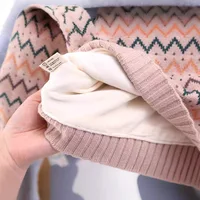 Autumn Winter Infant Baby Boy Sweater Cotton Wave Striped Long Sleeve Kid Boy Pullovers Round Collar Velvet Toddler Boy Knitwear 5