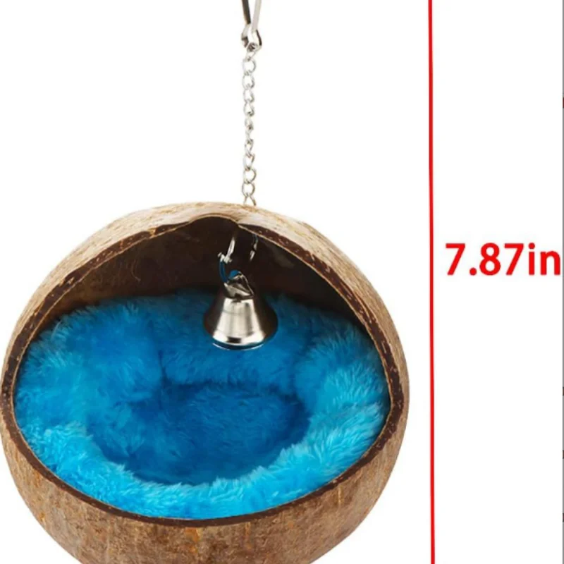 Natural Coconut Shell Bird's Nest Parrot's Nest Parrot's Breeding Swing Hammock Hanging Ring Parrot Toy Suspension Bridge