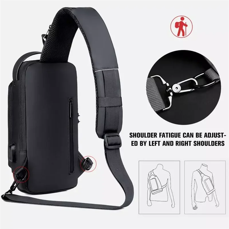 Sling Chest Crossbody Bag – Wasserdichte Umhängetasche Aus PU-Leder, Verstellbar, Mit Anti-Diebstahl-Fach
