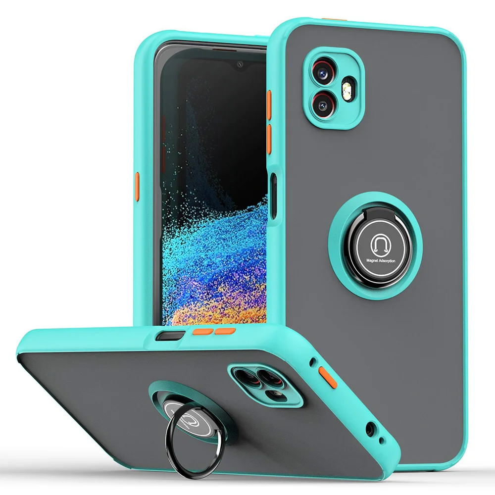 KEYSION Funda mate de moda para Samsung XCover 6 Pro Funda trasera transparente a prueba de golpes con soporte de anillo para Galaxy XCover_voghion.com
