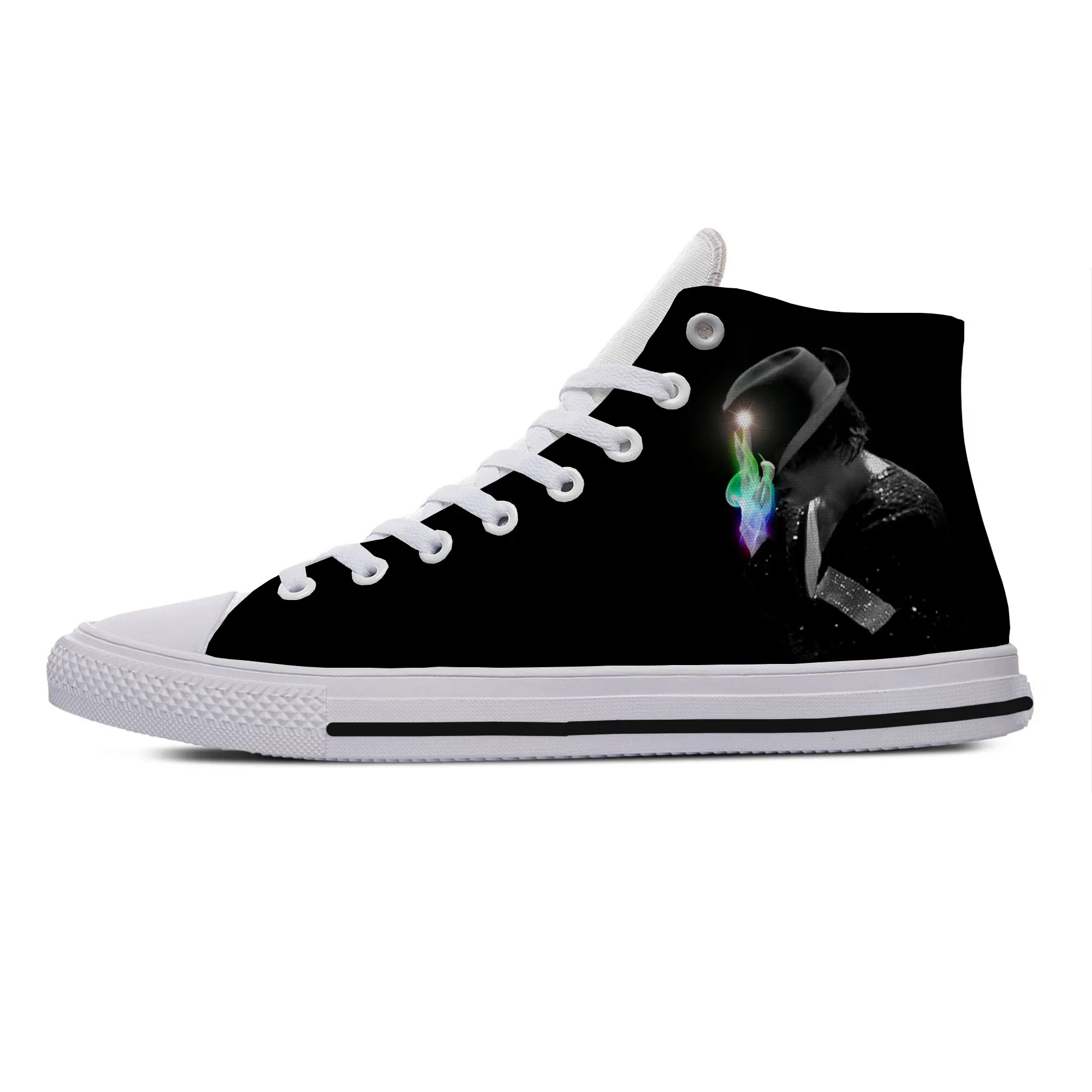 Hot Men Women Hip Hop Fashion Shoes Summer Mens King of Pop Michael Jackson Lightweight High Help Canvas Shoes Board Shoes