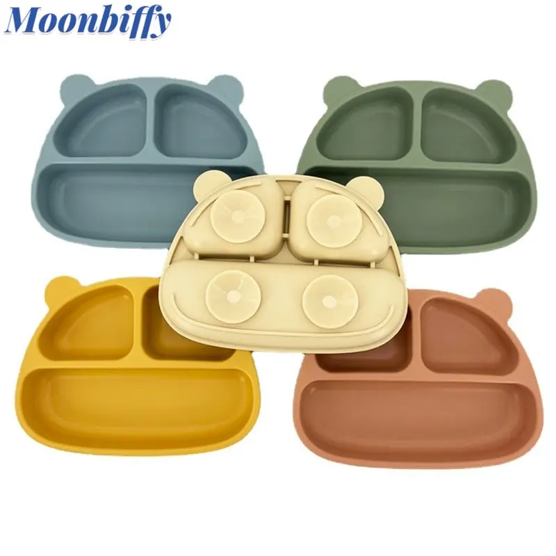

Baby Silicone Dinner Plate Kids Strong Suction Cup Dishes Tray Kid Non-Slip Bowl Hippo Dinner Plate Baby Items Baby Feeding Dish