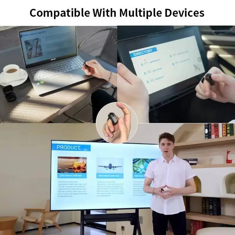 미니 손가락 끝 스마트 원격 제어 링 마우스 지원 Windows iMac iOS 용 2.4G 및 BT 연결 충전식 롤러 터치 패드 마우스