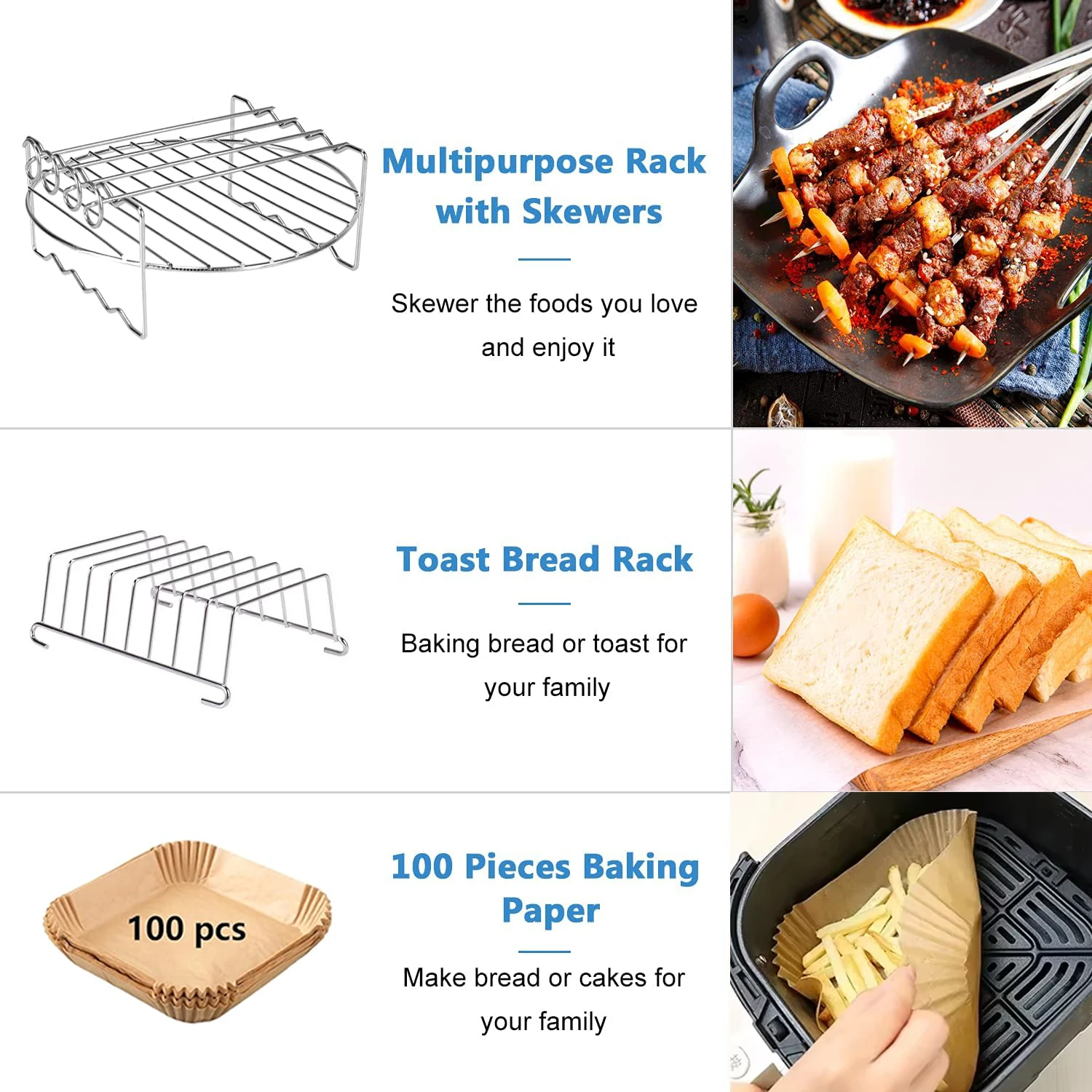 13-Piece Non-Stick Air Fryer Accessories Set - Safe & Durable Universal Kitchen Baking Tools