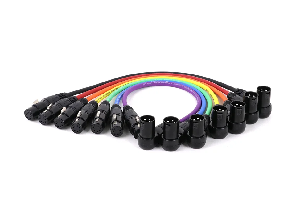5-poliger auf 3-poliger XLR-Kabeladapter, 3-poliger 90-Grad-Stecker auf 5-polige gerade Buchse, symmetrisches buntes Kabel, rechtwinkliges XLR-Kabel – Detail 7