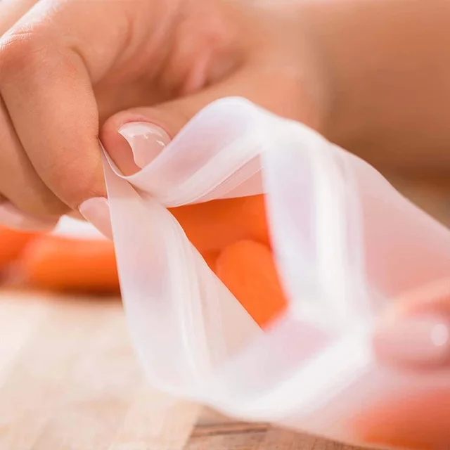 Accessoires de cuisine, sac en Silicone pour fruits et légumes, sac scellé réutilisable pour conservation des aliments au réfrigérateur, sac à fermeture éclair pour le stockage des aliments 3