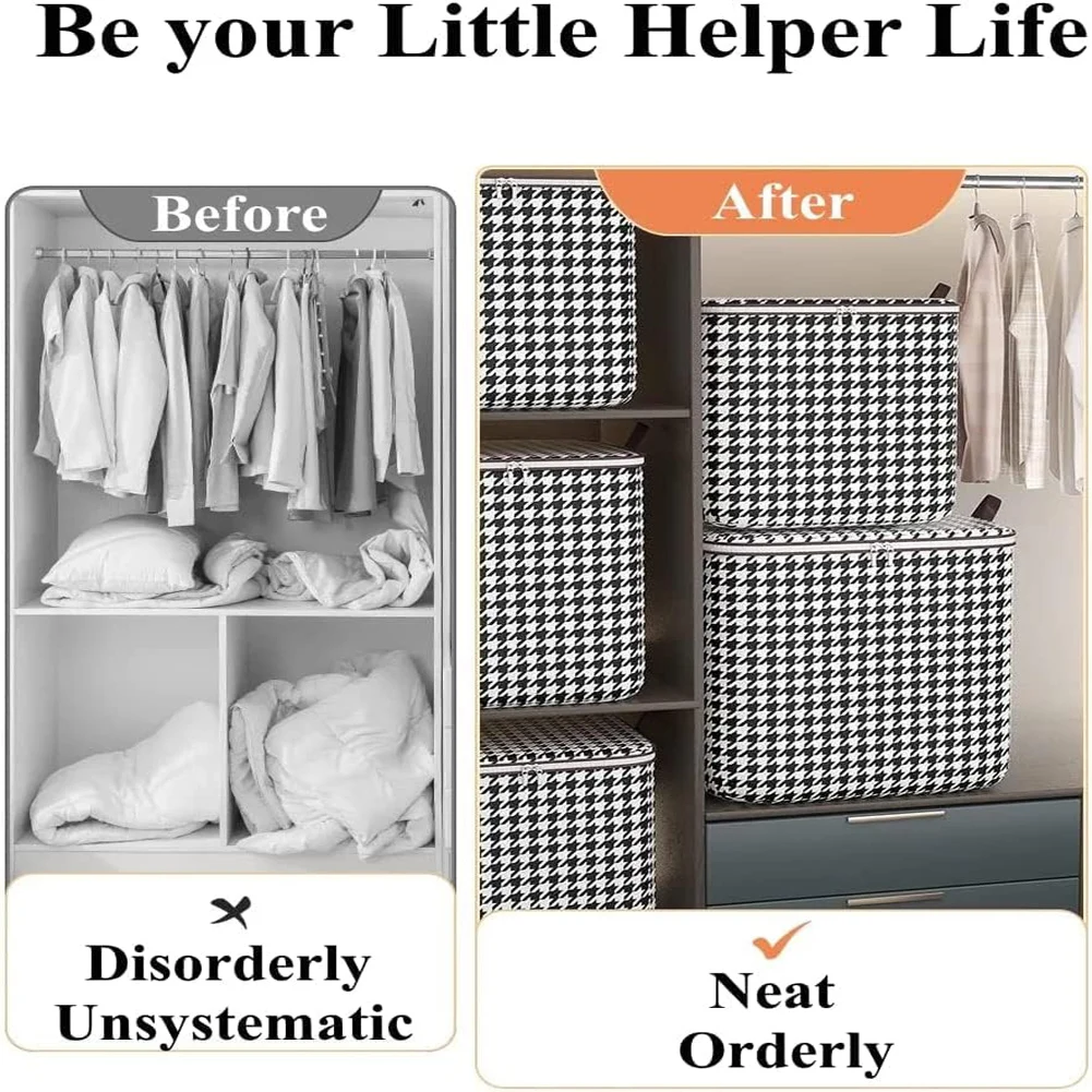Clothes storage bag Folding Clothes Storage Bag Visible Portable Wardrobe Sorting Clothes Storage Box with Reinforced Handle for Bedding Quilt