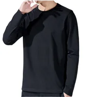 T-shirt en coton à manches longues pour hommes, maillot de corps monochrome, vêtements pour documents, printemps et automne 5