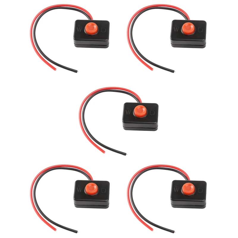 

5X DC 12V2A Adhesive Base Push Button Momentarily Action Wired Switch For Automobiles