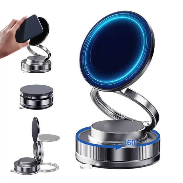 360° Upgraded Vacuum Magnetic Phone Holder, Magnetic Car Phone Mount, Hands-Free Suction Cup Phone Holder for Car/Gym/Mirror