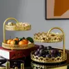 Wrought Iron Nordic Pastry Tray Gold Large Capacity Fruit Serving Tray Hollow Out Decorative 2 Tier Fruit Tray Kitchen 5