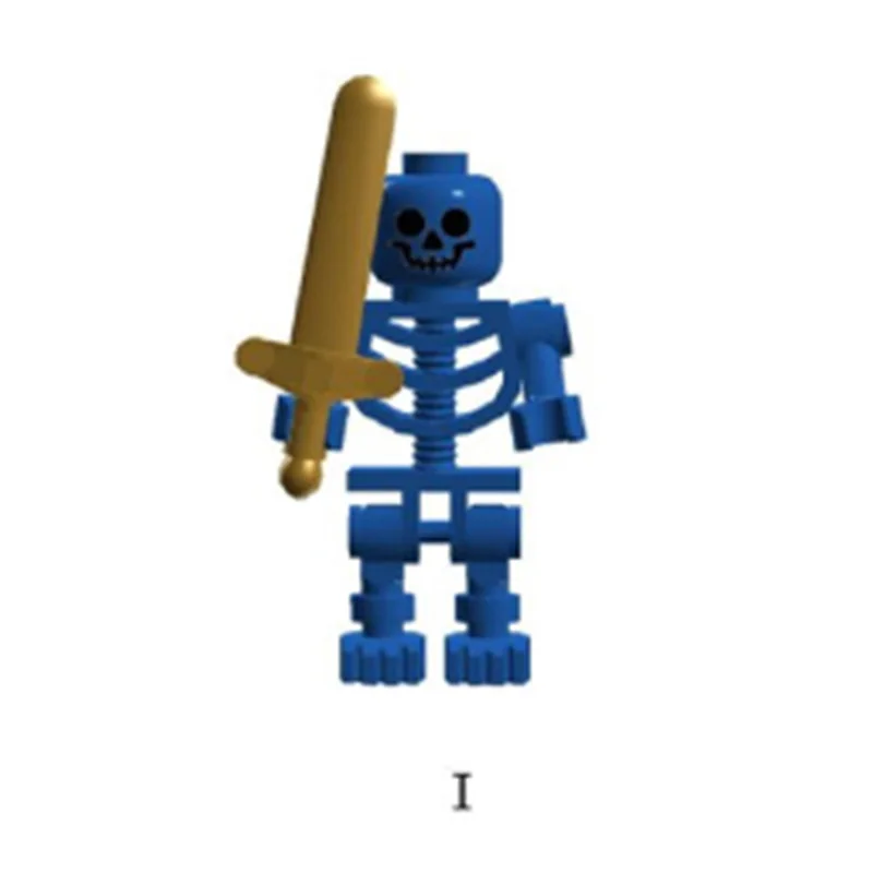 MOC Medieval Military Skeleton Corps Series Soldiers Army Building Block Weapons Spear Sword Accessories Brick Kids Toys Gift 3