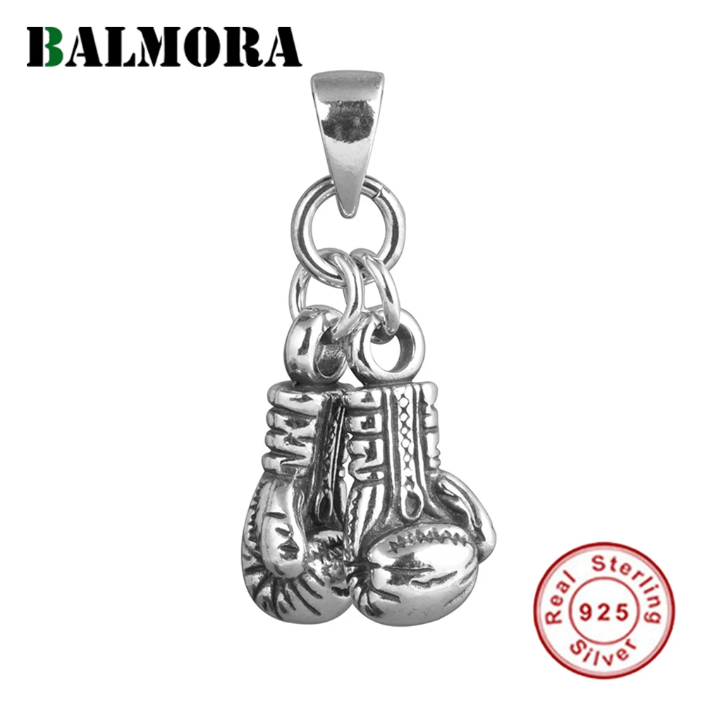 

BALMORA Original 925 Silver Retro Boxing Gloves Pendant For Women Men Hip Hop Pendant Thai Silver Charm Jewelry Without Chain