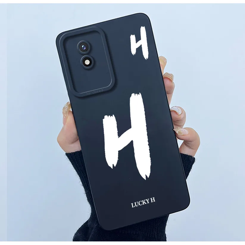 Lucky Initial Letter Silicone Soft Phone Case - Stylish Protective Bumper Cover