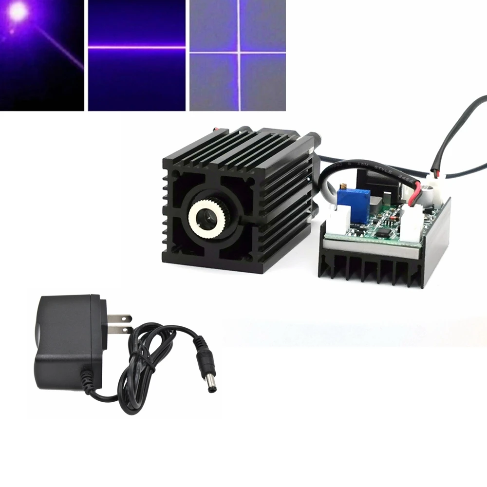 Focusable 405nm 150mW Violet Blue Dot /Line/Cross Laser Diode Module Point Lasers 12V with 12V Driver TTL Long-time Working