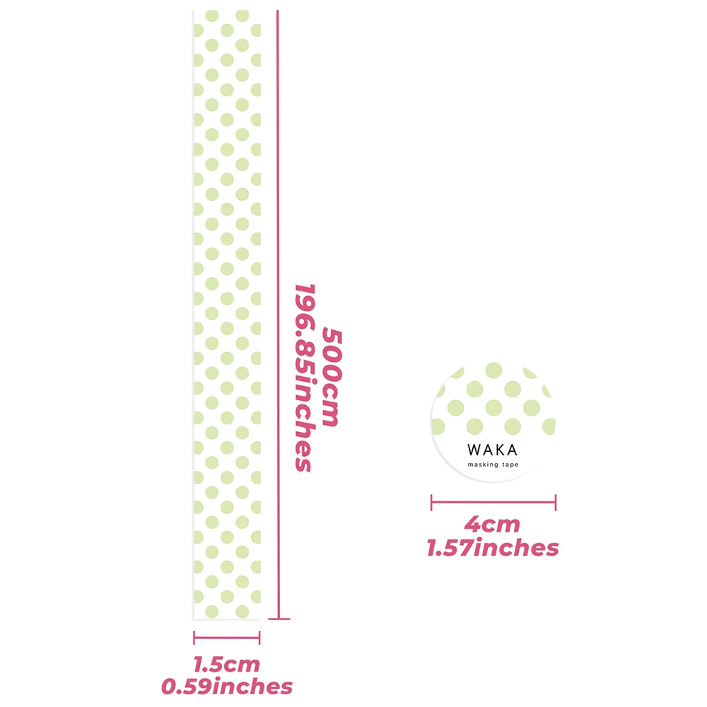 폴카 도트 와시 테이프 접착식 스크랩북 테이프 DIY용 찢을 수 있는 다채로운 도트 문구류 디스펜서 정리함 보관 저널 데코레이션