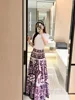 High quality Women's Skirt Poplin Cotton Purple poplin Print Long Skirt Beach Leisure Holiday Party Skirts Luxury 2025 Summer 4