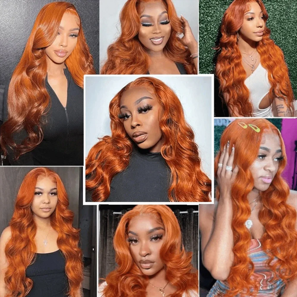 30 Inch Ginger Wig Human Hair Body Wave Ginger Orange 13X4 Lace Front Wigs Human Hair Pre Plucked 250% Density for Black Women