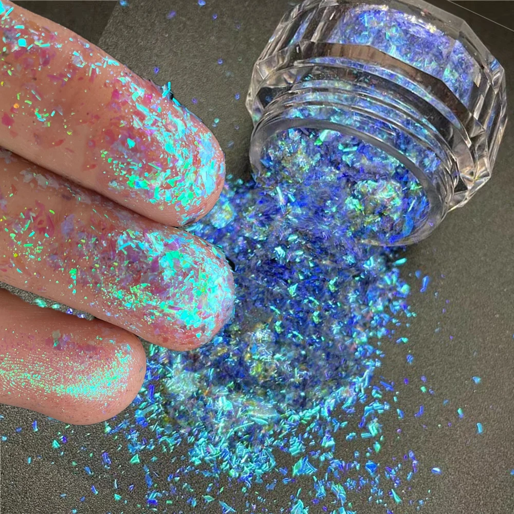 Aurora Chameleon Nail Art Opal Flakes Holographic Magic Mirror High Gloss Powder Iridescent Mermaid Chrome Pigment Dust 0.1g Jar