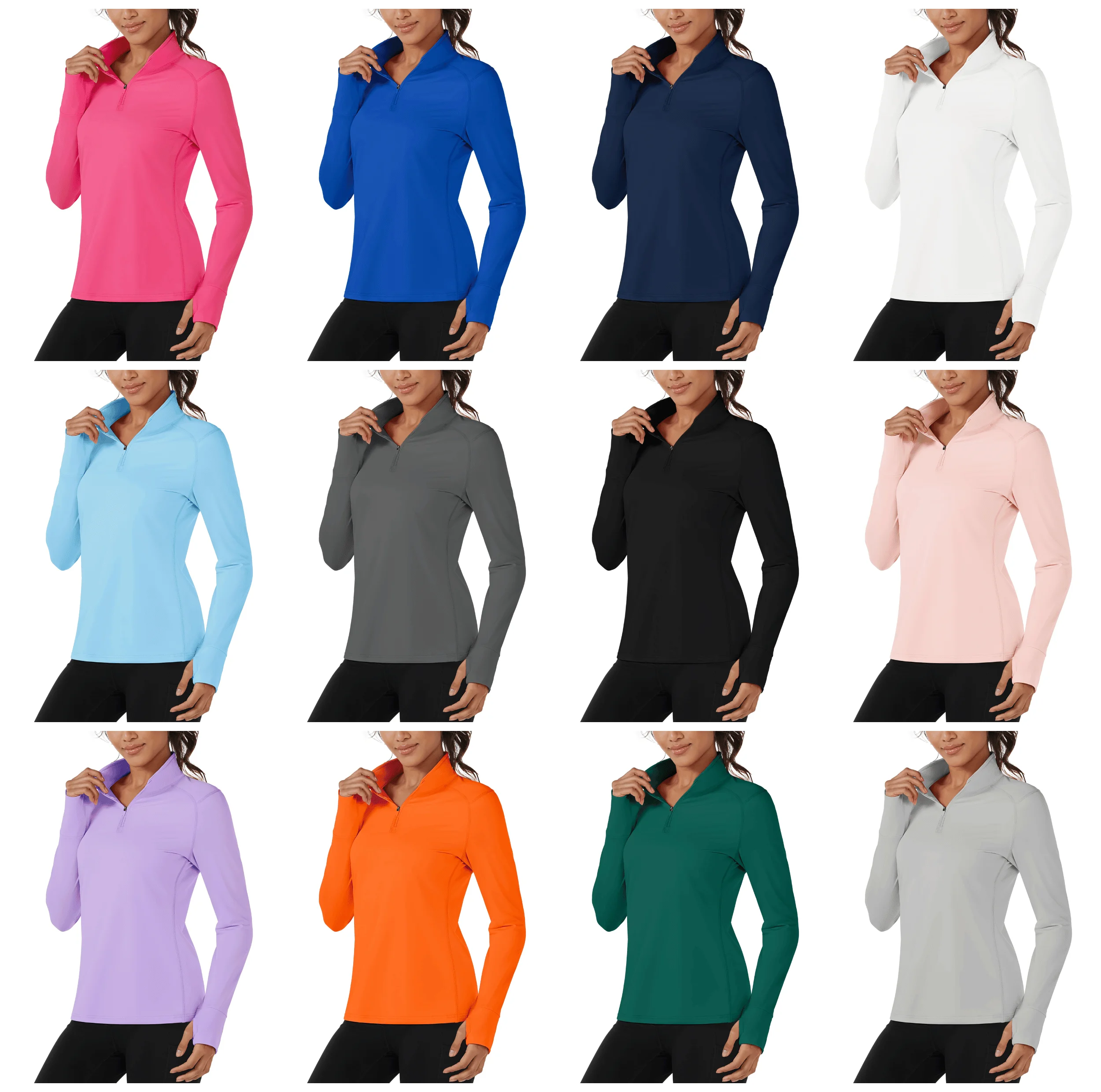 TACVASEN Fleece 1/4 Zip-Up Pullover Womens Warm Long Sleeve Outdoor Sports Tops Breathable Athletic Running Jogging Sweatshirts