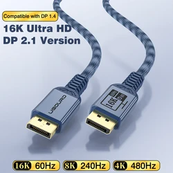 Ultra High - Speed DisplayPort 2.1 Cable with 16K Resolution and 480Hz Refresh Rate Support, Nylon Braided - 1m (DP80)