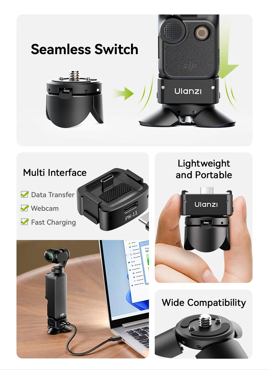 Ulanzi Pocket 3 Mini Tripod /Arri Locating Base for Osmo Pocket 3