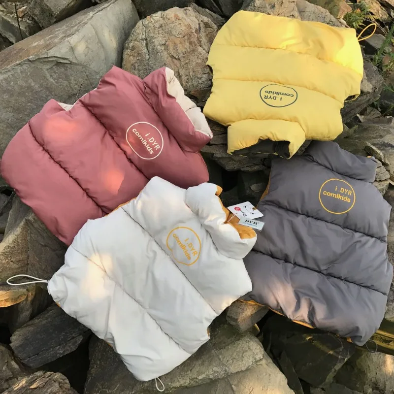 2024 New Boys Girls Winter Autumn Sleeveless Hooded Vest Jacket Cartoon Print Coat Kids Warm Outdoor Clothing Children Down Vest