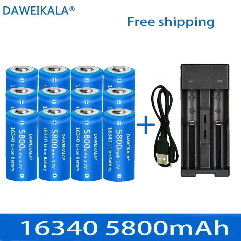 Rechargeable Battery 3.7V 16340 CR123A Li-ion 5800mAh For Laser Pen LED Flashlight Security Camara