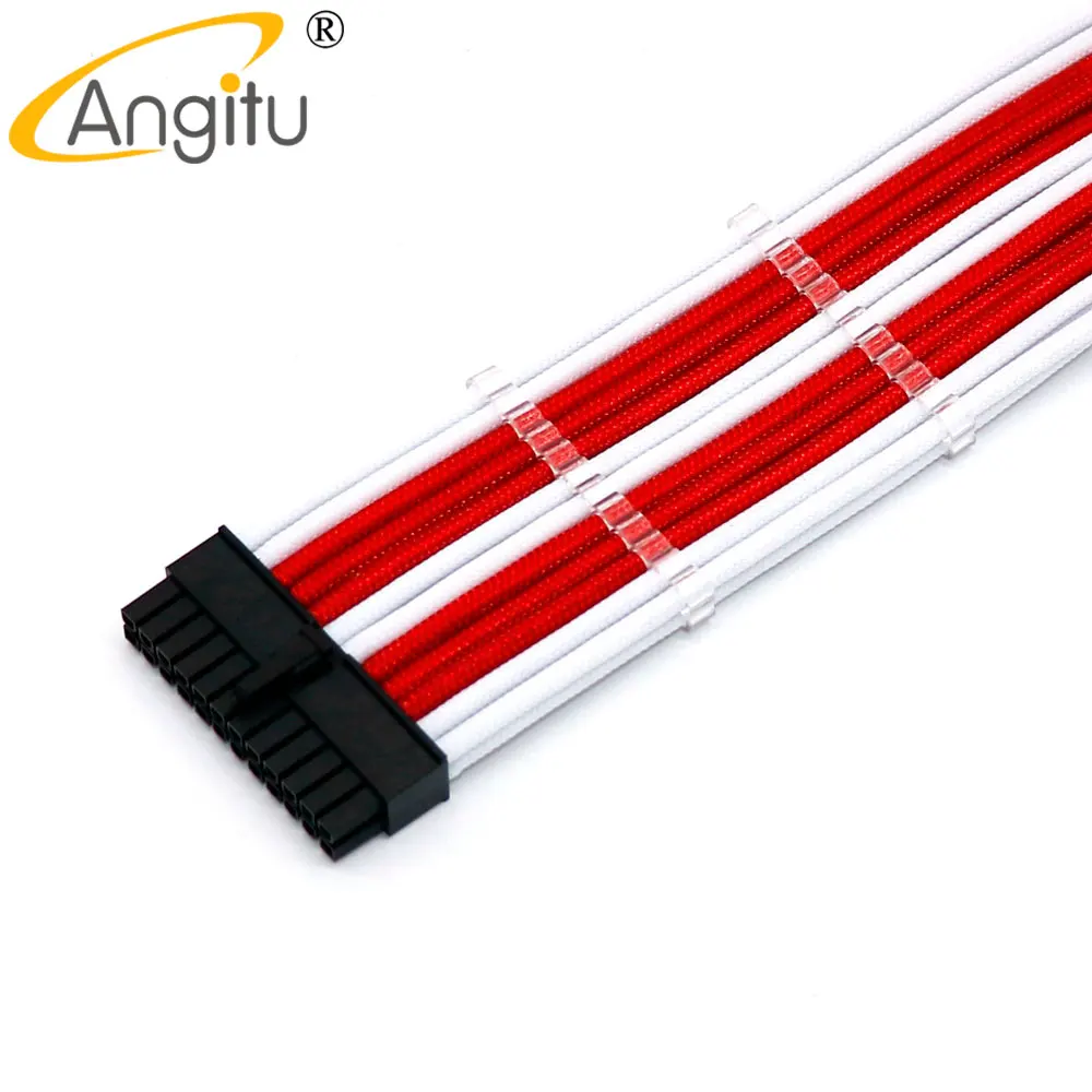 thumbnail image 1 of Angitu 20/30cm 24pin ATX Extension Power Cable Motherboard 24 Pin Male to Female Adatper 10 Colors With Free Cable Combs, 1 of 5