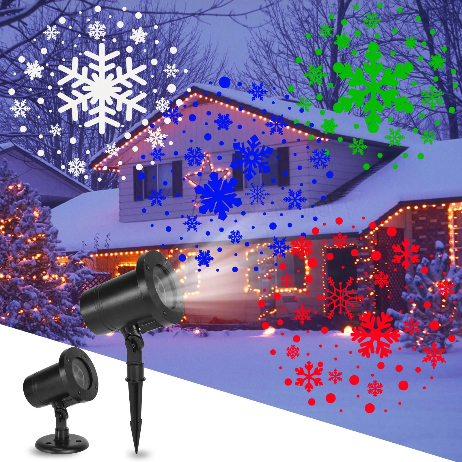 

LED Christmas Snowflake Laser Light Snowfall Projector IP65 Moving Snow Outdoor Garden Laser Projector Lamp LED Projection Light